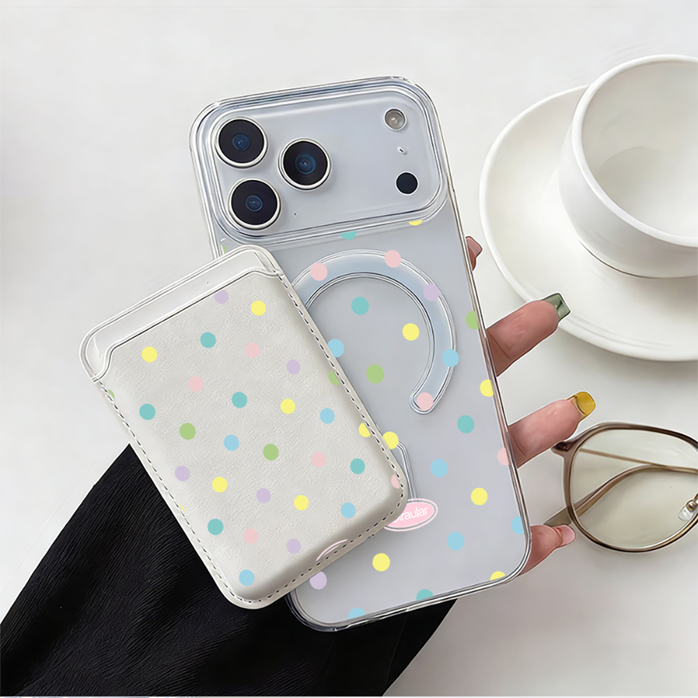 Colorful Polka Dot For Magsafe - огляд і ціна Leather Wallet Card Holder Phone Cover
